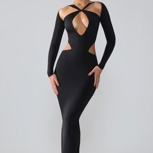 Oh Polly Premium Jersey Long Sleeve Cut Out Maxi Dress